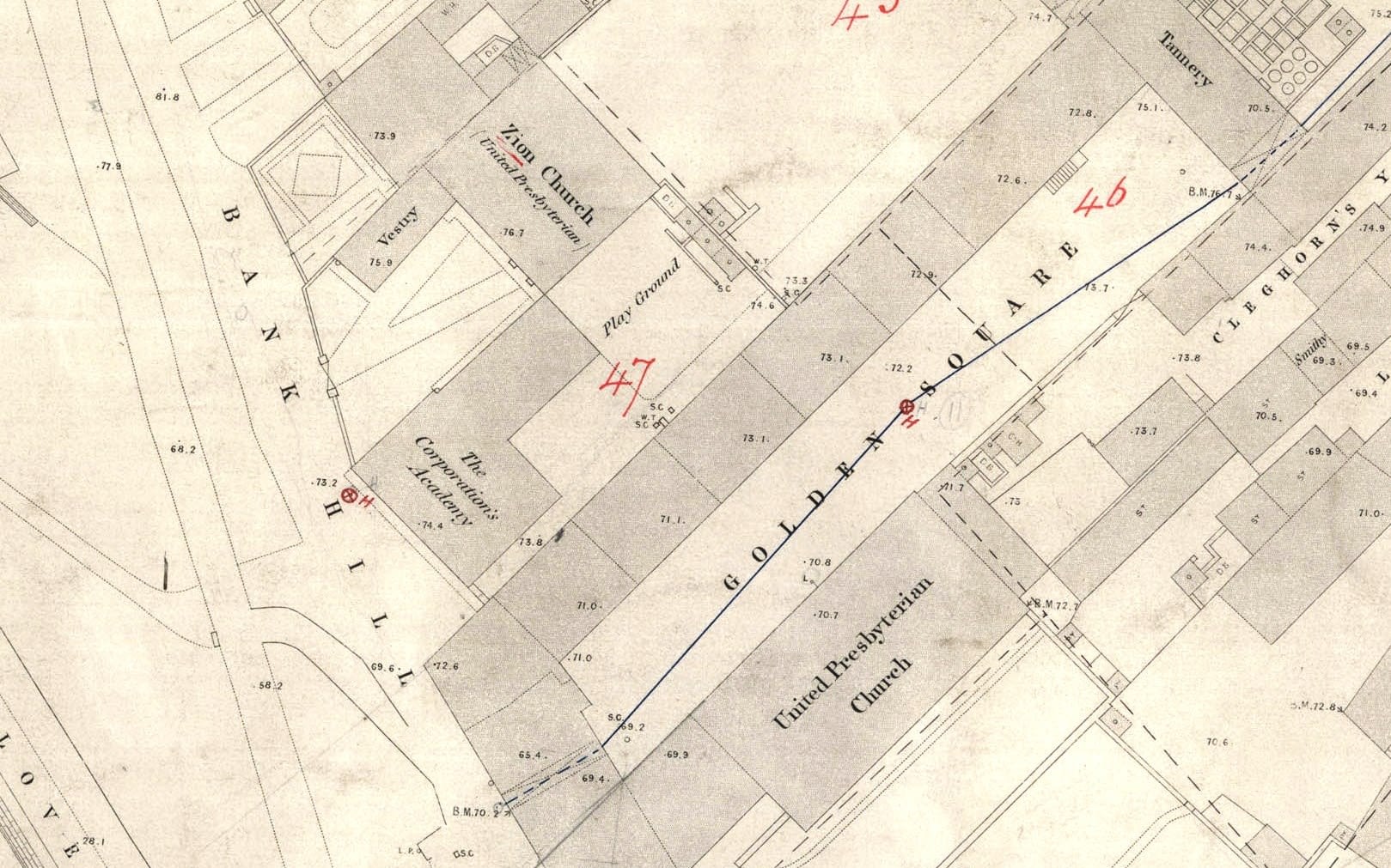 MAP- 10 ft to the mile- Berwick - sheet 8 Golden Square
